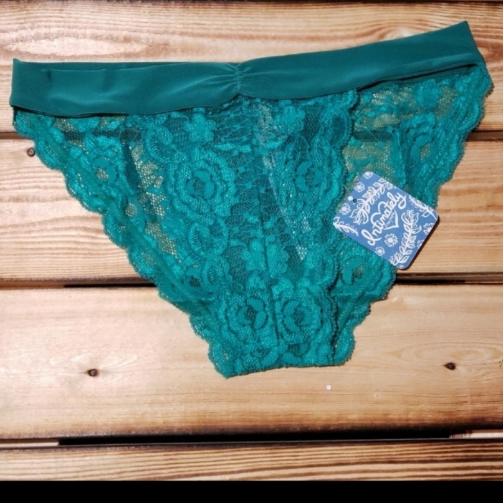 1 left!Free People Lace Panties in Emerald - Picture 2 of 4